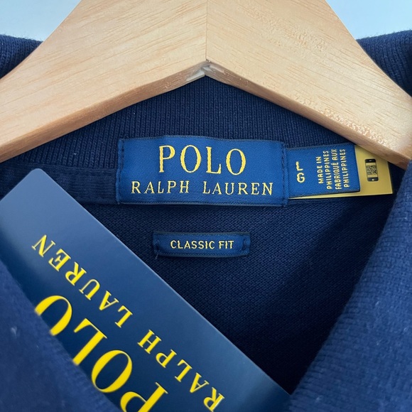 Polo by Ralph Lauren Vibrant Orange and Navy Polo Shirt - Picture 5 of 8